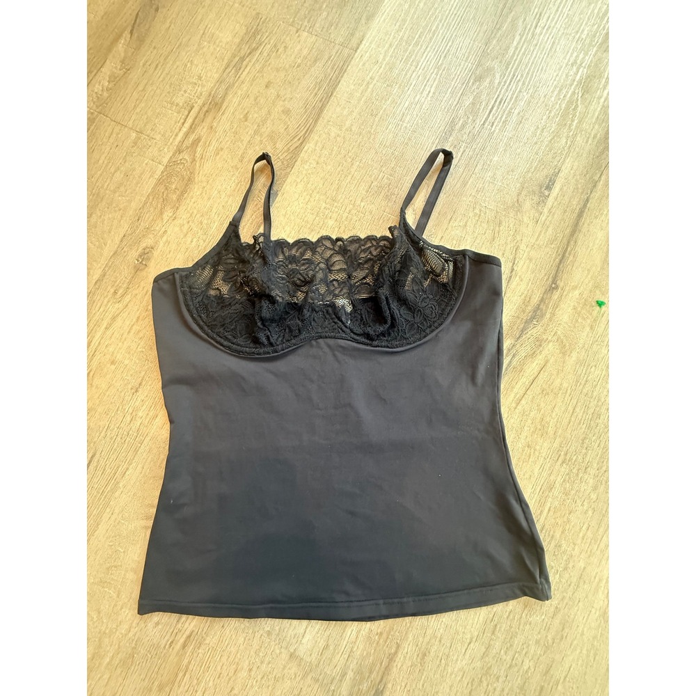 Shape FX Black Lace Underwire Camisole Shapewear Top Size L Style 40842